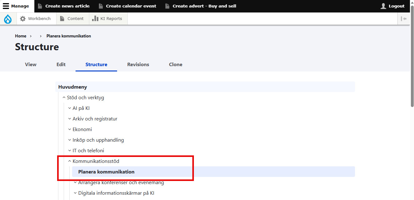 Skärmdump för redaktörer
