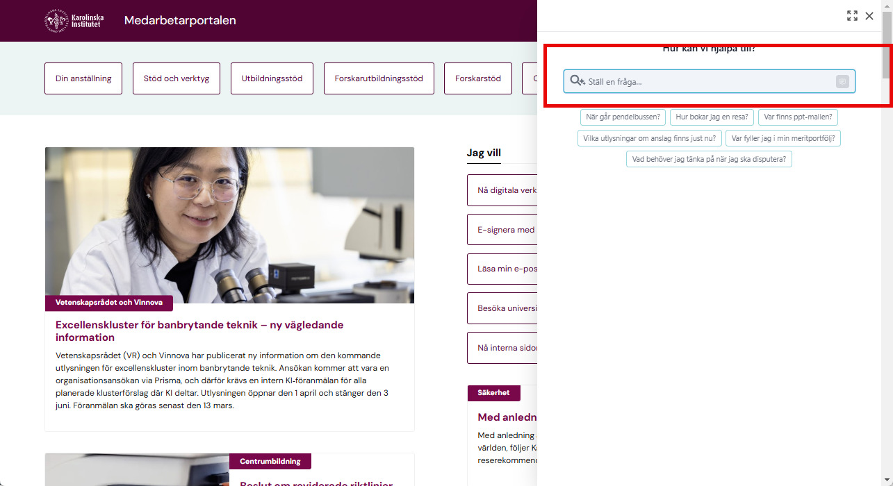 Skärmdump för medarbetare