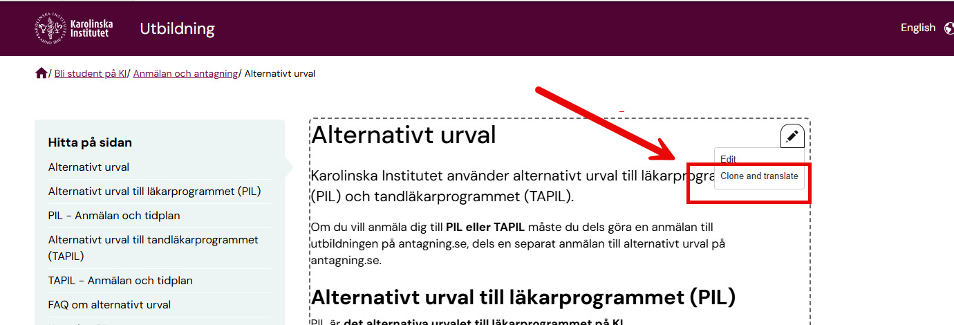 Skärmdump för redaktörer