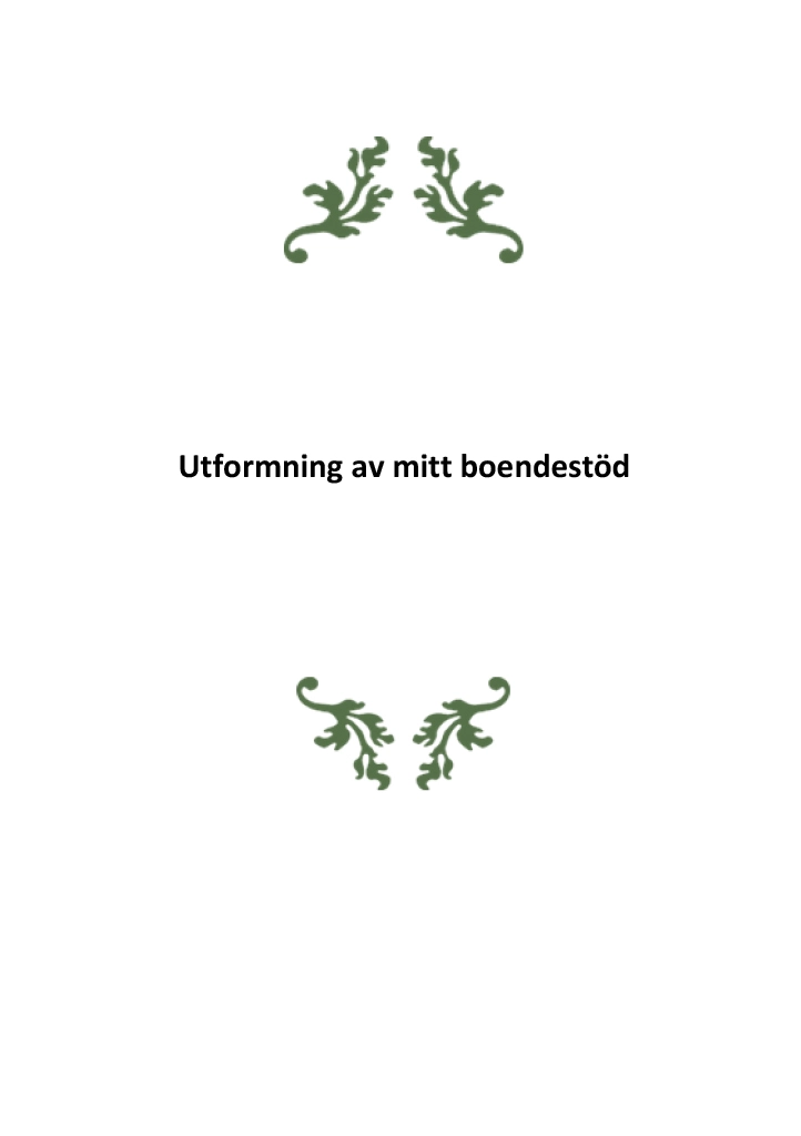 Vit sida med texten "Utformning av mitt boendestöd"