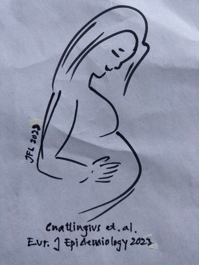 Tecknad illustration av en gravid kvinna