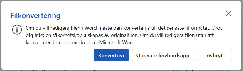 En skärmbild som visar flödet för filkonvertering.