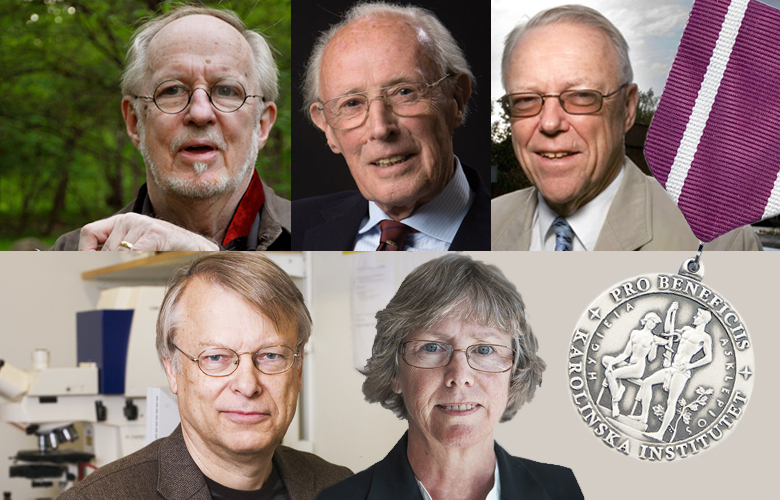 Stora silvermedaljen till Ove Hagelin, Richard J. Heald, Hans Jörnvall ...