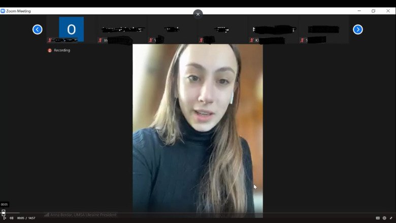 Skärmdump på Anna Berdar under ett Zoom möte