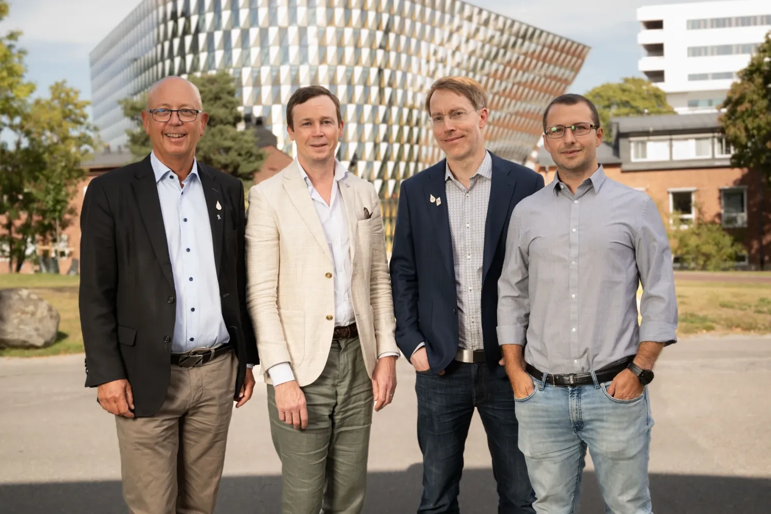 Från vänster Henrik Grönberg, Martin Eklund, Johan Lindberg och Alessio Crippa, forskare vid institutionen för medicinsk epidemiologi och biostatistik, Karolinska Institutet.