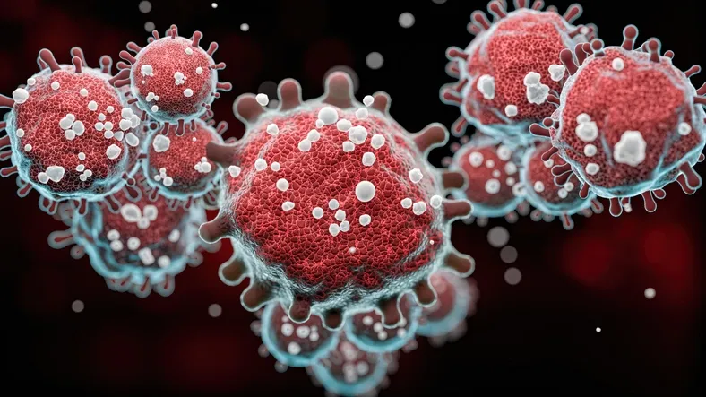 Visualisering av cancercellens yttre form i mycket hög förstoring.