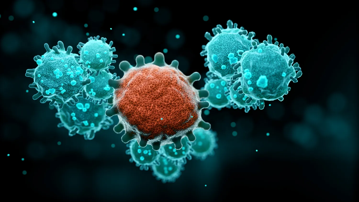 Cancerceller, 3D-renderad bild.