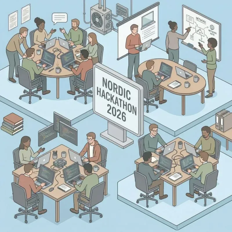 AI-genererad bild av ett hackathon.