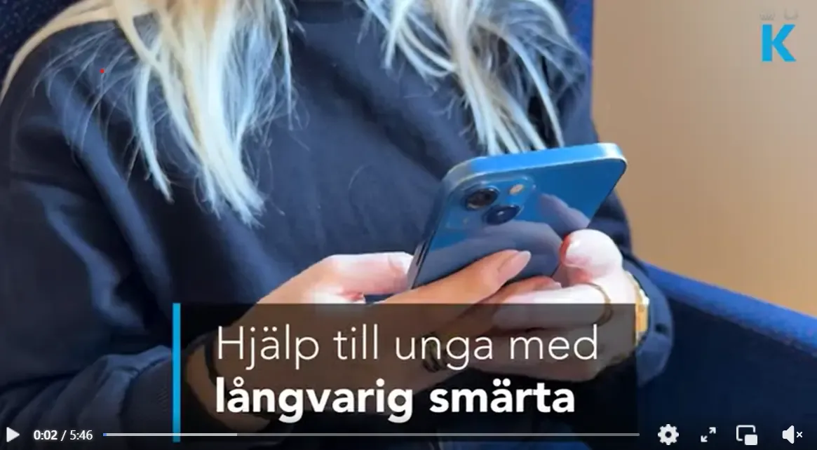 Skärmdump från film om studien "Hjälp till unga med långvarig smärta"