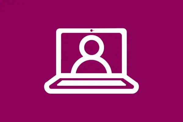 Ikon som visar en laptop med ett webinar