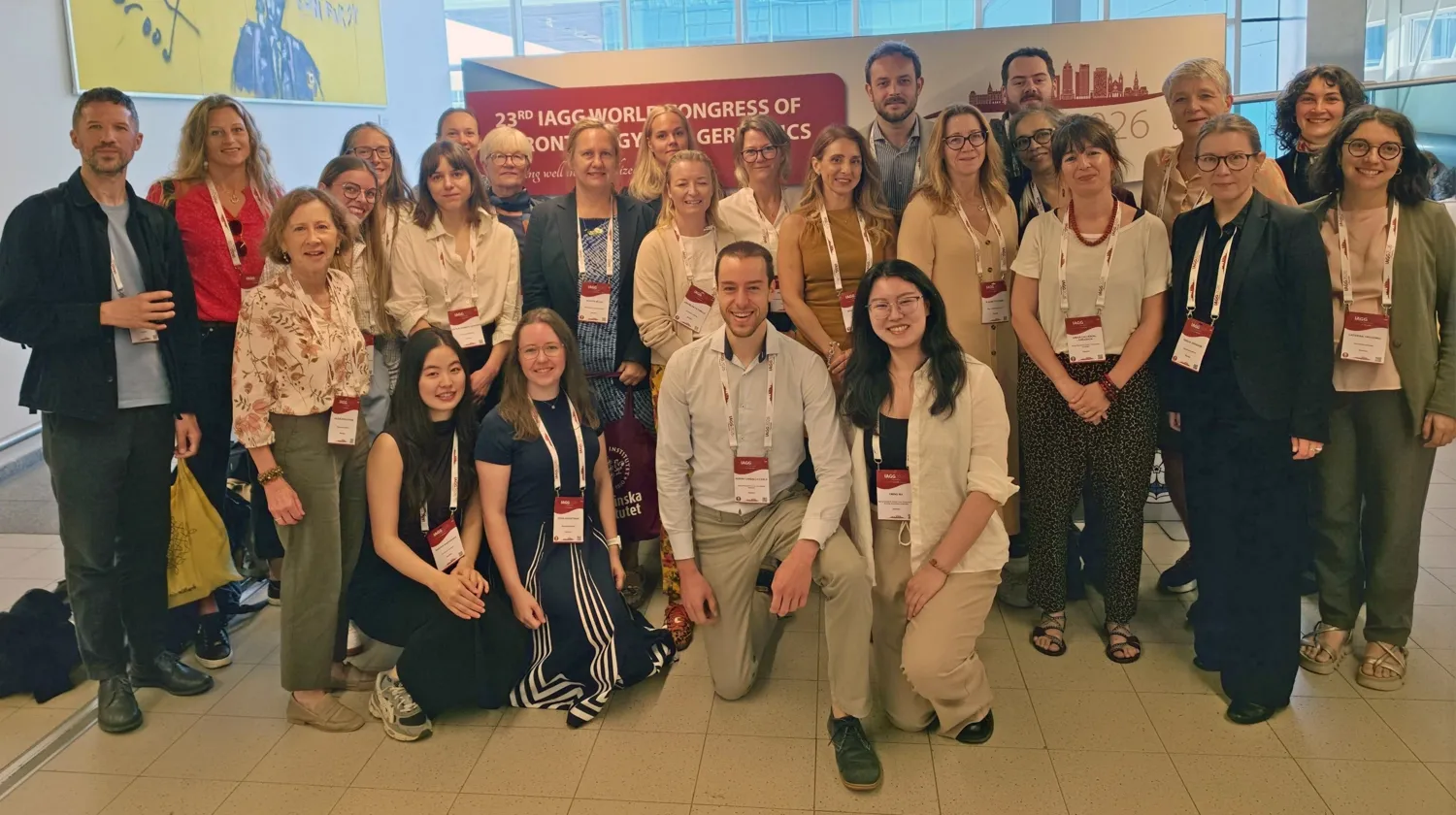 Gruppfoto av ca 25-30 NVS-deltagare från IAGG-konferensen 2026.