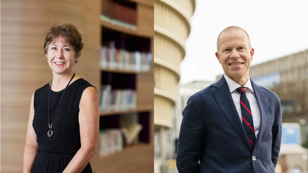 Ihopsatta porträttbilder på Jennifer Cleland och Brian Hodges.