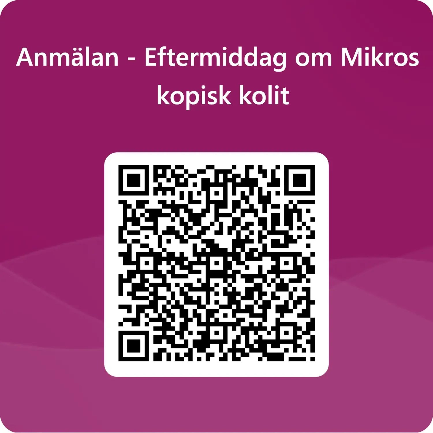 QR-kod för anmälan till En eftermiddag om mikroskopisk kolit