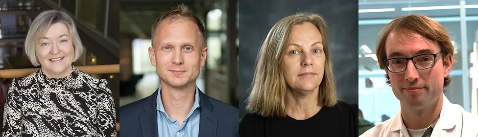 Fyra porträttfoton jämsides som visar mottagare av doktorandmedel inom BioLabX.