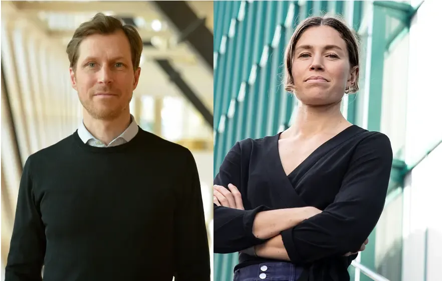 Porträttbild på Sven ALfonsson till vänster och Agnes ELmberger till höger.
