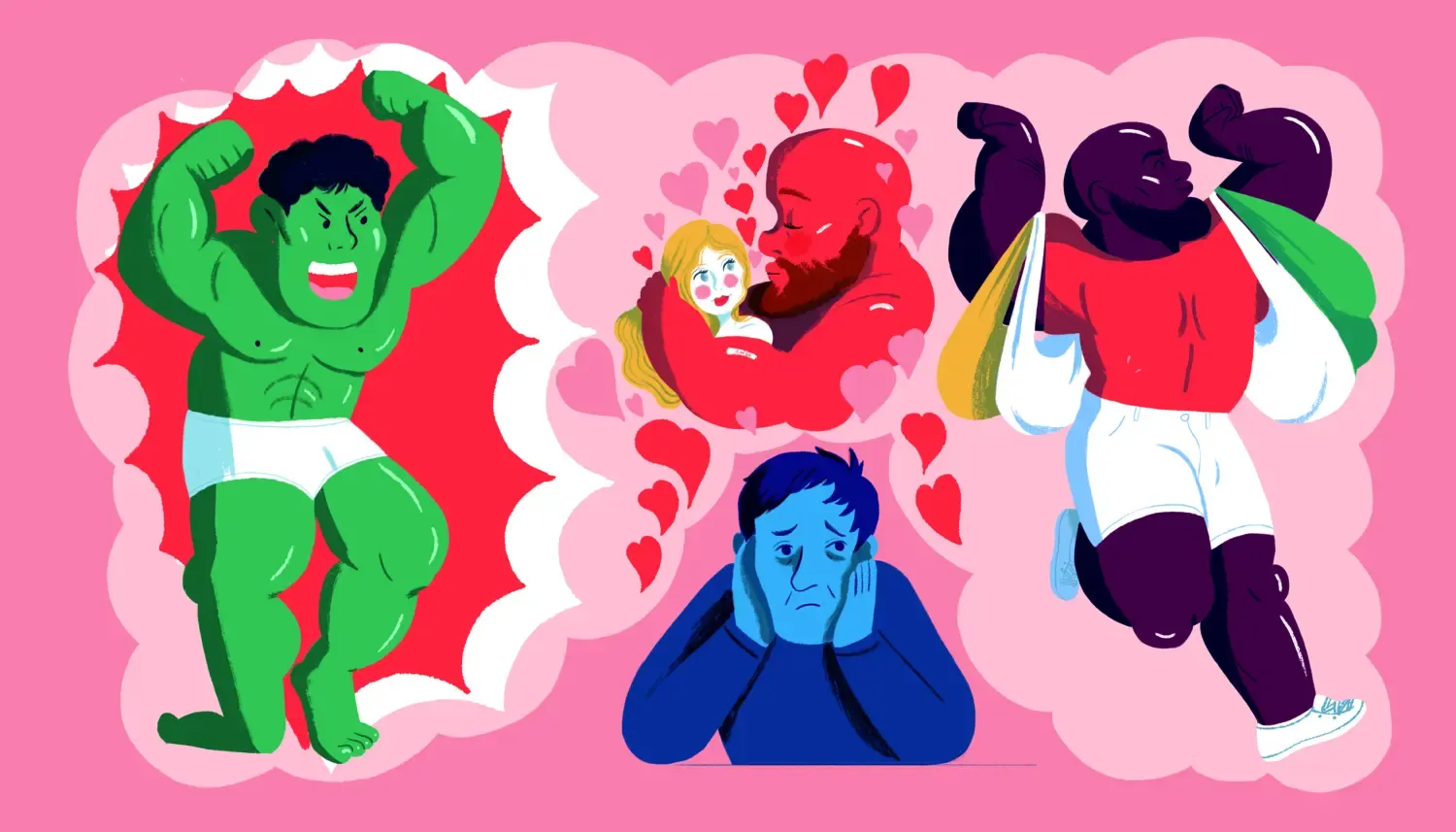 Illustration av man som drömmer till artikel om testosteron