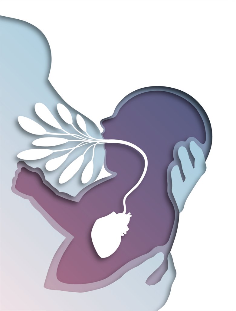 illustration amning bröst, bebis och hjärta