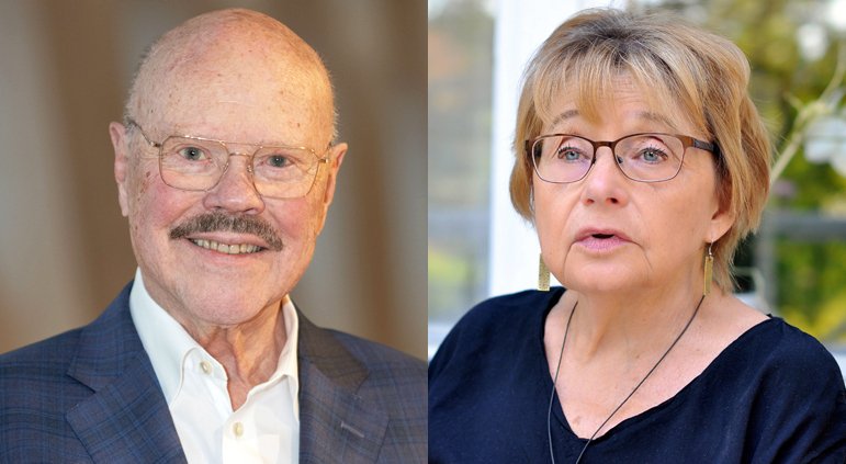 Nya hedersdoktorer vid KI: Leif Lundblad och Margareta Persson. Foto: Stefan Zimmerman och Staffan Hedlund