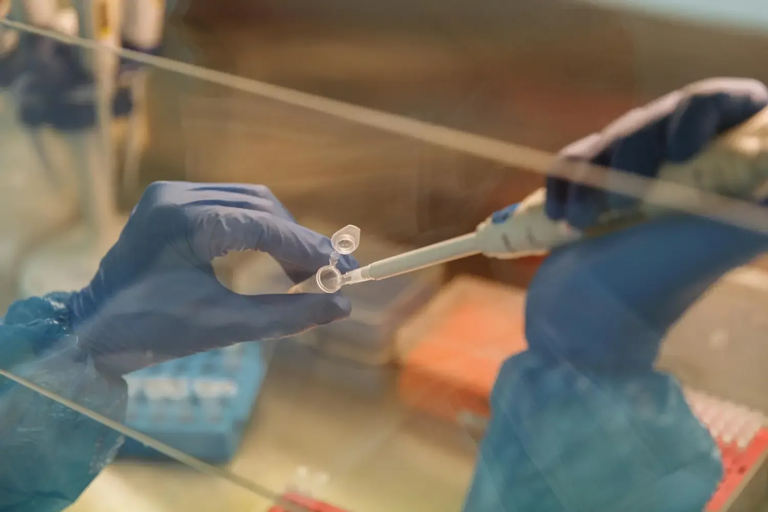 Dekorativ bild av händer som pipetterar.