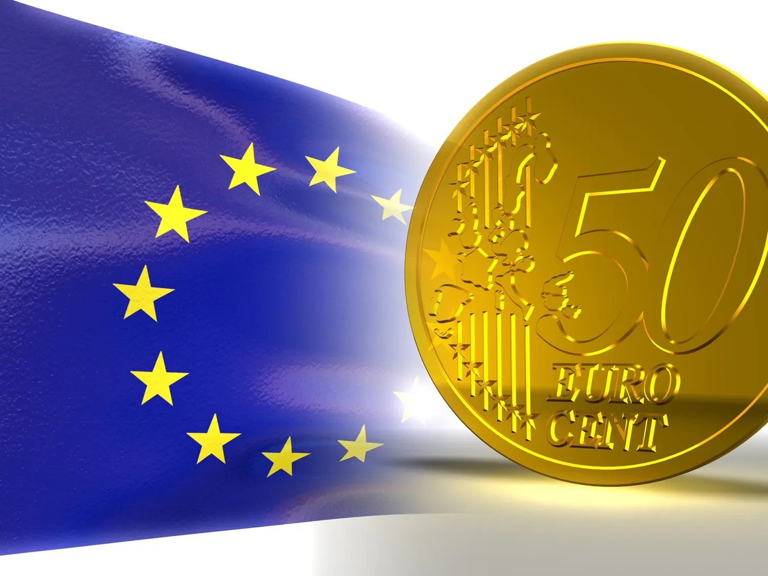 EU-flagga och Euromynt