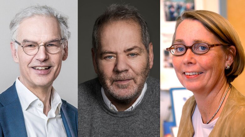 Porträtt på Jan Andersson, Stefan Einhorn och Ingrid Lundberg.