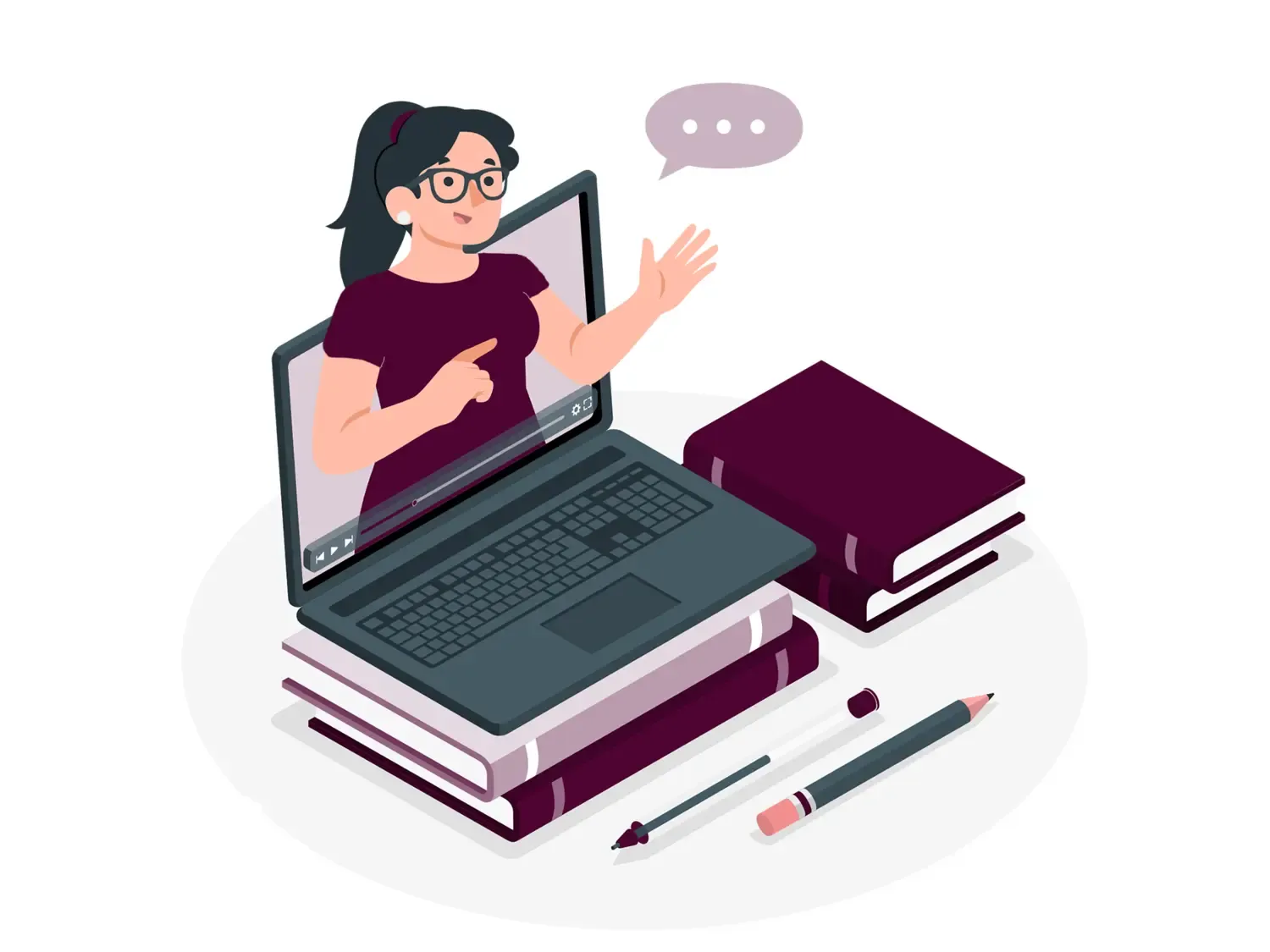 Illustration som visar en person som håller ett digitalt möte (<a href="https://storyset.com/people">People illustrations by Storyset</a>)