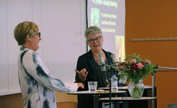 Avslutningssamtal och avtackning av Lena Nilsson-Wikmar den 8 september 2025. Från lärosal och mingelyt i ANA23, Flemingsberg