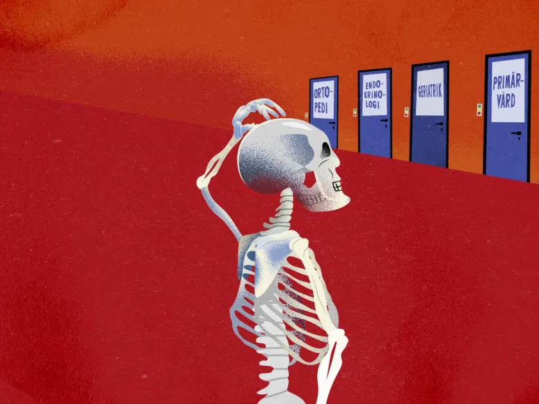 Illustration som visar ett förvirrat skelett