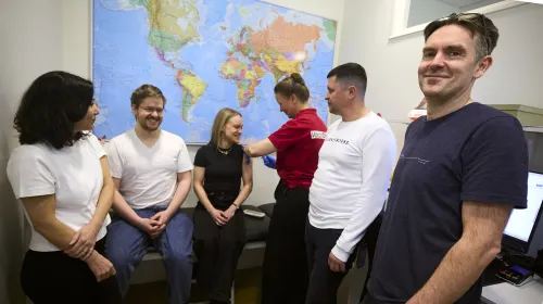 Gerald McInerney&#039;s research team gets a shot of their own vaccine.