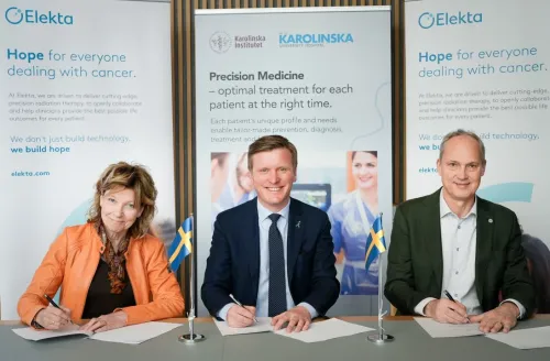 nnika Östman Wernerson, President KI, Gustaf Salford, CEO Elekta, Patrik Rossi, CEO Karolinska University Hospital