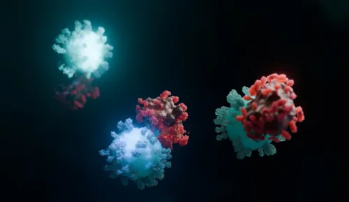 Illustration of CAR-T cells attacking cancer cells