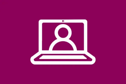 Ikon av en bärbar dator med webbseminarium