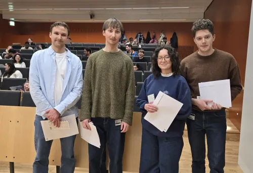 Course leaders award diplomas to talented students in the medical program.