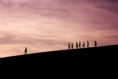 People walking on a hill