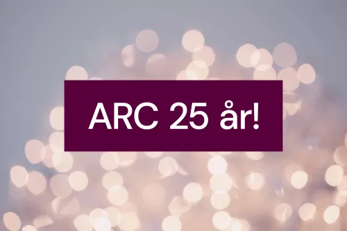 Decorative image with the text ARC 25 år on top.
