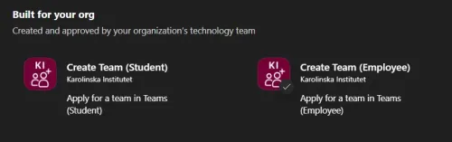 Screenshot of apps in Teams.